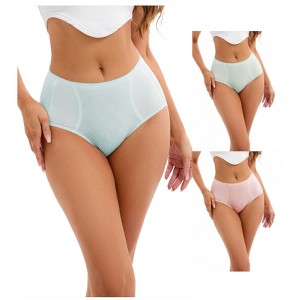 INSPIRE CHIC 3 Packs Women's High-Waisted Underwear Briefs High Elastic Breathable Underpants - 1 of 4