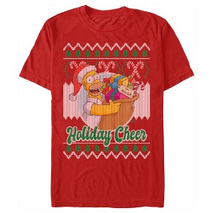 Men's The Simpsons Christmas Homer Holiday Cheer Sweater Print T-Shirt - 1 of 4