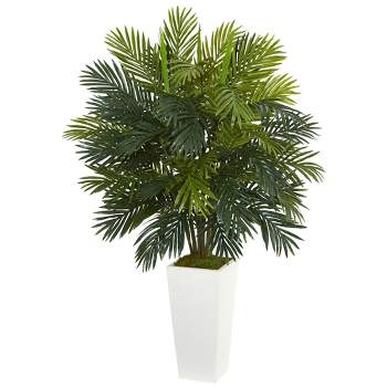 Nearly Natural 45-in Areca Palm Artificial Plant in White Tower Planter"