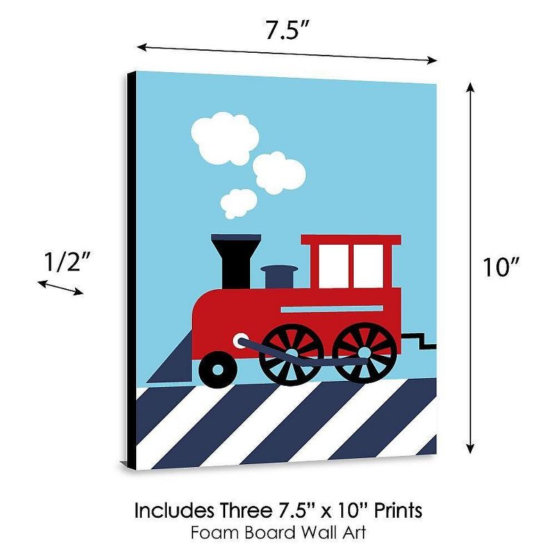 Big Dot of Happiness Railroad Crossing - Steam Train Baby Boy Nursery Wall Art and Kids Room Decor - Gift Ideas - 7.5 x 10 inches - Set of 3 Prints, 5 of 8