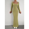 Women's Square Neck Ribbed Knit Long Sleeve Bodycon Maxi Dress Casual Formal Wear - 3 of 4