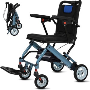 Ultra Lightweight Elderly Wheelchair, Foldable Transport Chair with 8"/10" Honeycomb Tires, for Travel, Hospital, Home Use - 1 of 4
