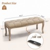 Arceso Bedroom Bench, French Vintage Tufted Entryway Bench, 45.2" Carving Upholstered End of Bed Bench - 3 of 4
