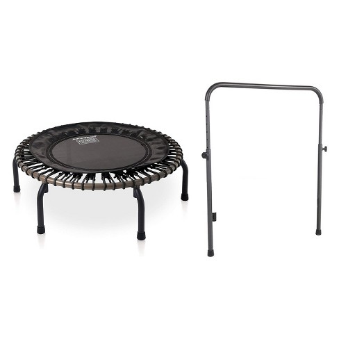 JumpSport 350 PRO Indoor Heavy Duty Lightweight 39-Inch Fitness Trampoline  with Handle Bar Accessory, Black