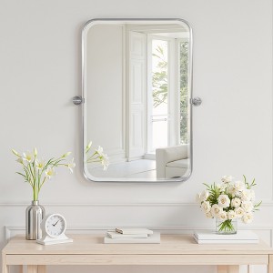 MAYEERTY 35.83x24.02x1.57in Wrought Iron Rounded Rectangle Gold Swivel Metal Hanging Mirror - 1 of 4