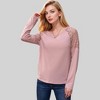 Anna-Kaci Women's Lace Raglan Sleeve Top with Sheer Floral Shoulder Detail - 3 of 4