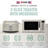 Haden 0.7 Cubic Foot Compact 700 Watt Countertop Microwave Oven Bundled with Dorset 2 Slice Wide Slot Stainless Steel Toaster, Putty & Chrome - 2 of 4
