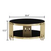 NicBex Coffee Tables for Living Room 19.69" Luxurious Round Coffee Table Gorgeous Golden Metal Coffee Table with Clear Glass, Gold+Black - 4 of 4