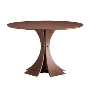 Gulches 47.24" Walnut Round Modern Dining Table, MDF Top, 4-8 Seater for Kitchen/Living Room/Cafe/Milk Tea Shop - 1 of 4