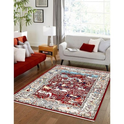 Unique Loom Narenj Birmingham Floral Indoor Woven Fringe Area Rug