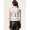 INSPIRE CHIC Women's Lapel Moto Biker Faux Leather Sleeveless Jacket - 3 of 4