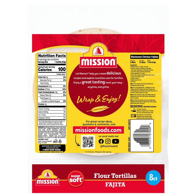 Mission Fajita Size Flour Tortillas - 9.2oz/8ct, 3 of 6
