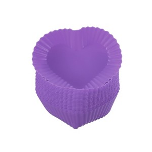 Unique Bargains Silicone Heat Resistant Cupcake Liners Heart Shape Baking Cups 18 Pcs - 1 of 4