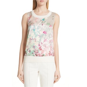 St. John Womens Mixed Media Floral Pullover Blouse - 1 of 1