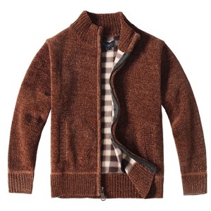 Gioberti Boy's Knitted Chenille Cardigan Sweater with Flannel Lining - 1 of 4