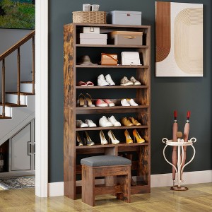 70.9inch Tall Shoe Cabinet with Open Storage and High Boots Cubby for Entryway Living Room - 1 of 4