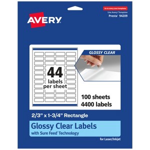 Avery Glossy Clear Rectangle Labels with Sure Feed, 2/3" x 1-3/4" - 1 of 4