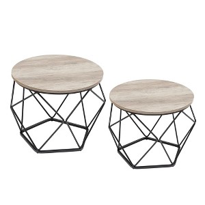 Small Round Coffee Table Set of 2 End Table for Living Room Bedroom Office - 1 of 4
