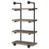 INFURNIC Decorative Wall Shelf 4-Tier Black and Rustic Oak Plumbing Pipe Frame for Storage and Display Easy Installation, Brown, 23.5"*11.5"*46" - 2 of 4