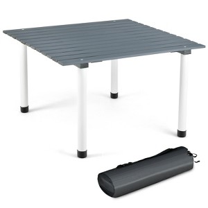Gymax Folding Picnic Table for 4-6 People Wooden Roll Up Travel Camping Table with Carrying Bag Portable Lightweight Floor Table for Backyard BBQ - 1 of 4