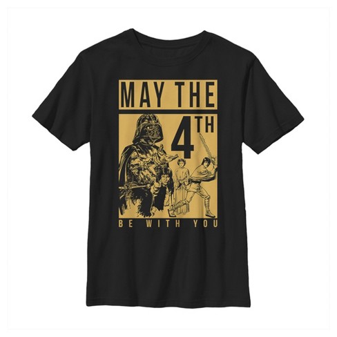 Boy's Star Wars May the Fourth Two Tone Box T-Shirt - Black - Medium