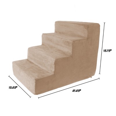 Tan High-Density Foam 4-Step Pet Stairs