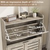 Narrow Shoe Cabinet for Entryway – Slim Farmhouse Shoe Organizer with 2 Flip Drawers, Adjustable Shelves & Hooks for Hallway, Front Door - 2 of 4