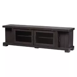 Viveka Wood Cabinet with 2 Glass Doors and 2 Doors TV Stand for TVs up to 75" Dark Brown - Baxton Studio