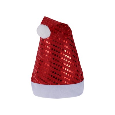 Unique Bargains Christmas Hat Sequin Hat Polyester Non-Woven Fabric Red 11.02"x14.96" 1 Pc