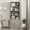 Bookcase with Doors Industrial Bookshelf 11.8in Depth Display Storage Shelves 71.4in Tall Farmhouse Bookcases Wood 6 Shelf Bookshelvels - 4 of 4