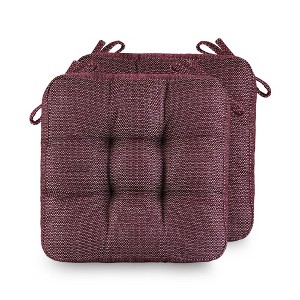 ChicFurnit 2PCS Seat Cushion Square Size Premium Soft Cotton Filling Non Slip Design Comfortable Durable for Living Room, Red, 17.8"*17.8"*4.4" - 1 of 4
