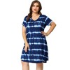 Agnes Orinda Women's Plus Size Tie Dye Trendy V Neck Round Hem Casual T-Shirt Dresses - 4 of 4