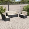 vidaXL 7 Piece Patio Sofa Set with Cushions - Black and Cream Without Table - 2 of 4