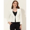 Allegra K Women's Work Office Zipper Decor Collarless Cropped Blazer - image 2 of 4