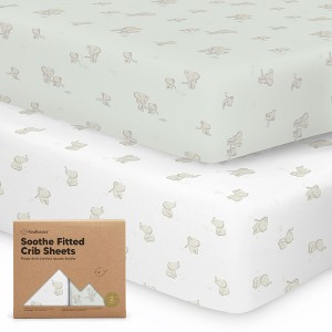 KeaBabies 2pk Soothe Fitted Crib Sheets Neutral, Organic Baby Crib Sheets, Fits Standard Nursery Baby Mattress - 1 of 4