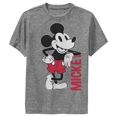 Boy's Disney Mickey Mouse Vintage Lean Performance Tee - Charcoal Heather -  Small