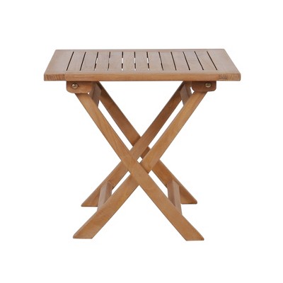 Maggift Patio Side Table, Small Folding Patio Side Table for Garden, Patio Porch, Living Room, Space Pool, Brown, 17.72"*17.72"*16.54"