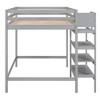 79.50"Full Size Loft Bed with Built-in Storage Staircase and Hanger for Clothes, Gray - 4 of 4