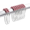 Home Mart Goods Rose Pink Fabric Textured Glam luxury Shower Curtain With 12 Metal Roller Ball Hooks - 72" x 72" - 2 of 3