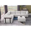 Standard Velvet Fabric Modular L-Shaped Sectional Sofas Set with Multiple Independent Seats, Includes Ottoman, and Wooden Metal Armrests - 3 of 4