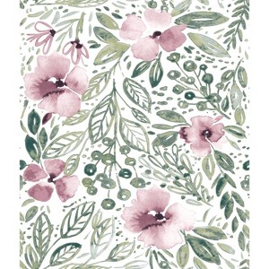 RoomMates April Showers Peel and Stick Wallpaper Pink: Removable Vinyl, Self-Adhesive, Smooth Finish, 28 Sq Ft Coverage - 1 of 4