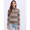 Allegra K Women's Turtleneck Long Sleeve Stretch Slim Plaid Casual Blouse - 3 of 4