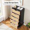 5 Drawer Dresser, Rattan Chest of Drawers, Wooden Dresser with Metal Legs, Mid Century Modern Tall Drawer Dresser - 2 of 4