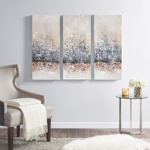 Gulches Hand Embellished 3-Piece Canvas Wall Art Set - Abstract Triptych Design - 1 of 4