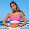 Women's Stylish Pink Color Block Sporty Bikini Top- Cupshe - 4 of 4