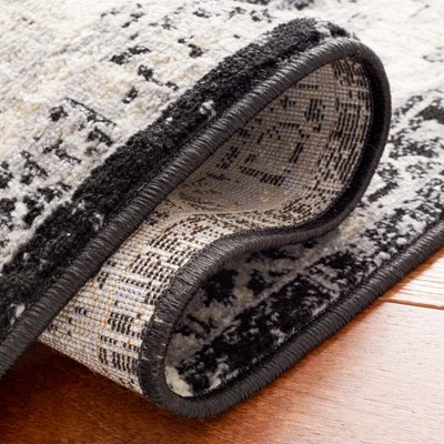 Ivory and Black Synthetic Hand-knotted Reversible 8' x 10' Rug