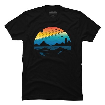 Men's Design By Humans Scenic colorful space view shuttle pilot science fiction art By happycolours T-Shirt