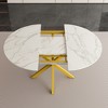 Lirago White Round Dining Table Extendable to 59" Carbon Steel X-Base  29.53"H x 43.31"D x 59.06"W - 4 of 4