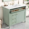 MAYEERTY 36" Bathroom Vanity Ceramic Sink Top Solid Wood MDF Flip Drawer Adjustable Shelf Metal Handles - 2 of 4