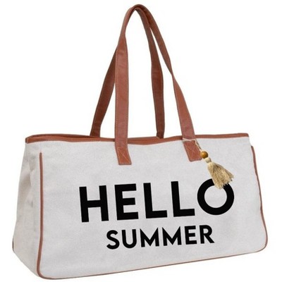 Magid Canvas Slogan Tote "HELLO SUMMER"